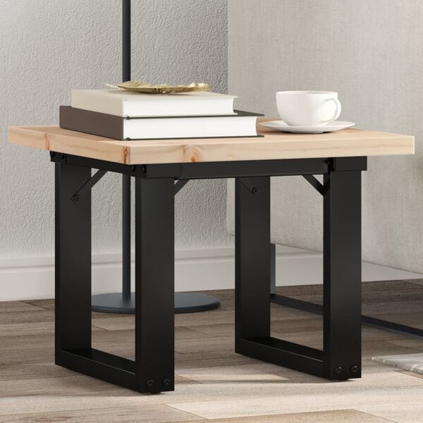 vidaXL Coffee Table O-Frame 50x50x35.5 cm Solid Wood Pine and Steel