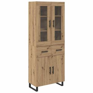 vidaXL Highboard 2 pcs Artisan Oak Engineered Wood and Glass