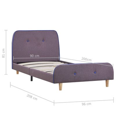 vidaXL Bed Frame Taupe Fabric 90x200 cm