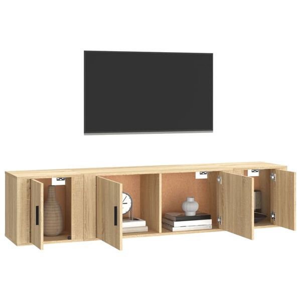 vidaXL 3 Piece TV Cabinet Set Sonoma Oak Engineered Wood