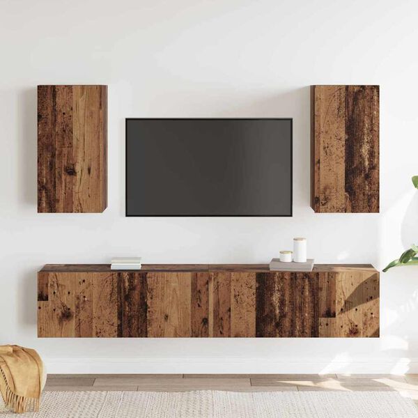 vidaXL Wall TV Cabinet Wall-mounted 3 pcs Old Wood Engineered Wood