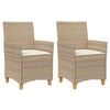 vidaXL Garden Chairs with Cushions 2 pcs Beige Poly Rattan&Solid Wood