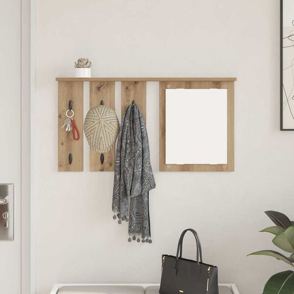 vidaXL Wall-Mounted Coat Rack with Shelf Artisan oak 85 x 10 x 45 cm
