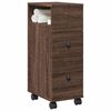 vidaXL Narrow Bathroom Cabinet with Wheels Brown Oak Engineered Wood
