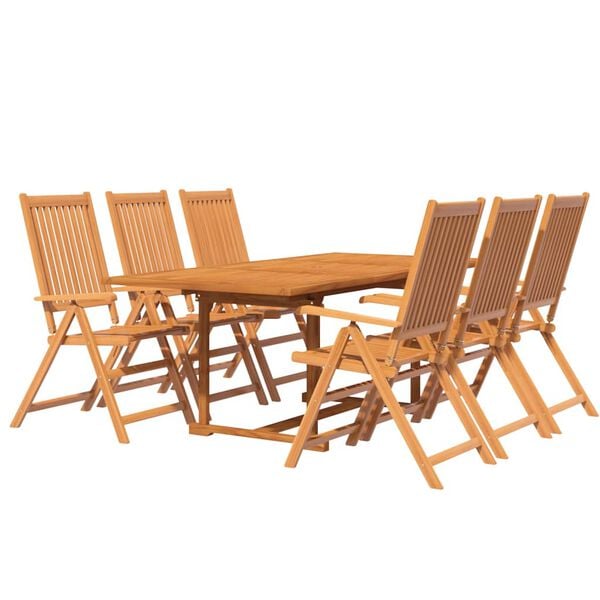 vidaXL 7 Piece Garden Dining Set Solid Wood Acacia 150-200 cm