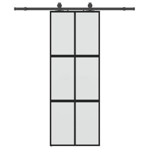 vidaXL Sliding Door with Hardware Set Black 76x205 cm Tempered Glass