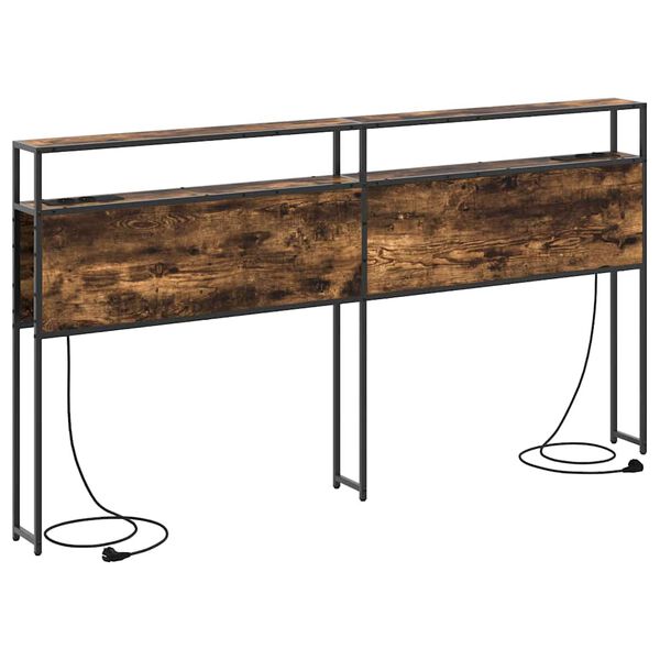 vidaXL Storage Headboard with Shelf Smoked oak 180 cm Engineered wood