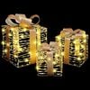 vidaXL Gift Box with 60 LEDs 3 pcs Warm white 20 x 20 x 20 cm PET