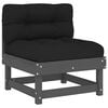 vidaXL Middle Sofa with Cushions Grey Solid Wood Pine