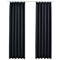 vidaXL Blackout Curtains with Hooks 2 pcs Anthracite 140x175 cm