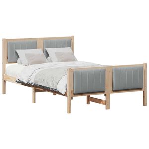 vidaXL Bed frame Brown and light grey 120 x 190 cm Solid pine wood