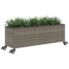 vidaXL Garden Planters with Wheels 2 pcs Grey 107x32x38 cm Poly Rattan