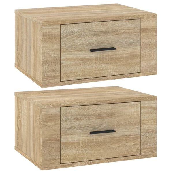 vidaXL Wall-mounted Bedside Cabinets 2 pcs Sonoma Oak 50x36x25 cm