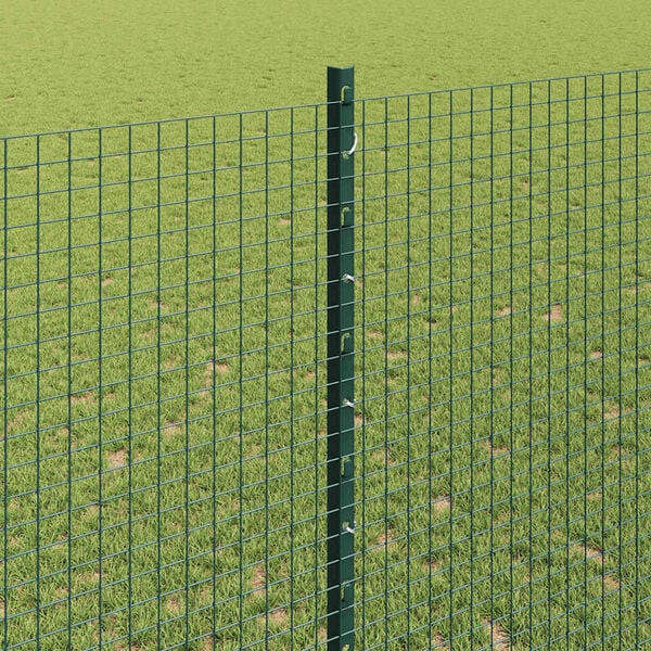 vidaXL Fence with Post Green 1.4 x 10 m Steel and PVC