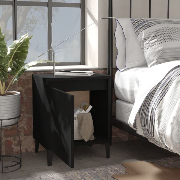 vidaXL Bed Cabinets with Metal Legs Black 40x30x50 cm