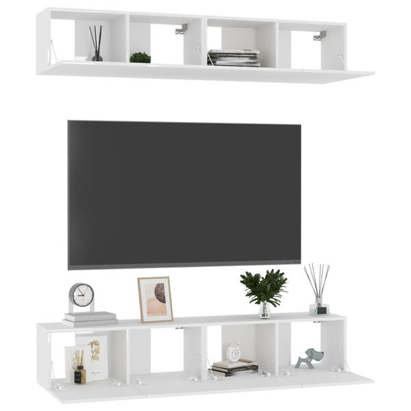 vidaXL TV Cabinets 4 pcs High Gloss White 80x30x30 cm Engineered Wood