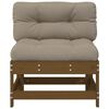 vidaXL Middle Sofa with Cushions Honey Brown Solid Wood Pine