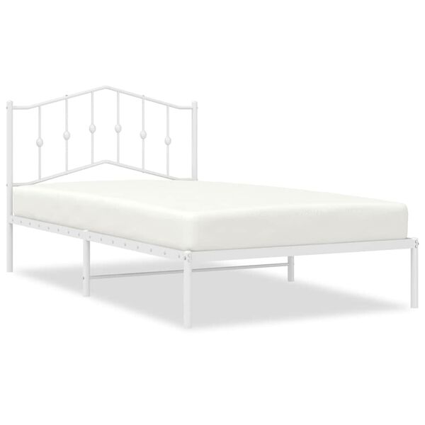 vidaXL Metal Bed Frame without Mattress with Headboard White 100x200cm
