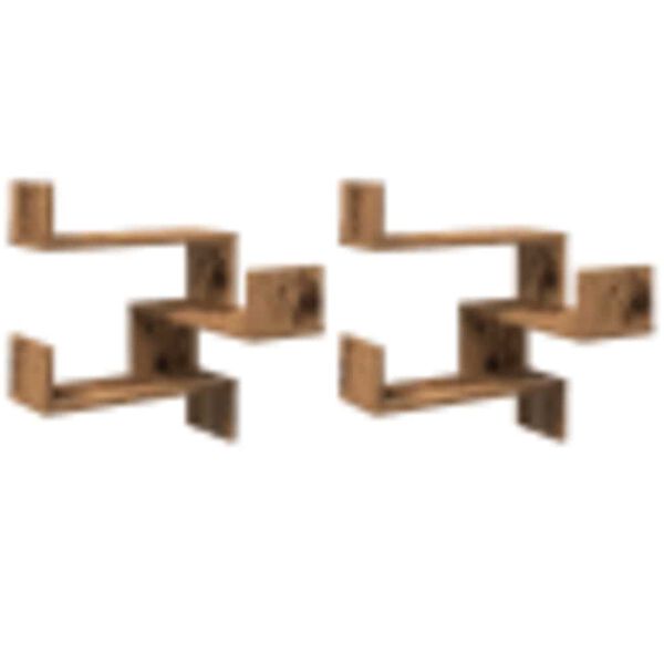 vidaXL Wall Corner Shelves 2 pcs Old Wood 40x40x49.5 cm Engineered Wood