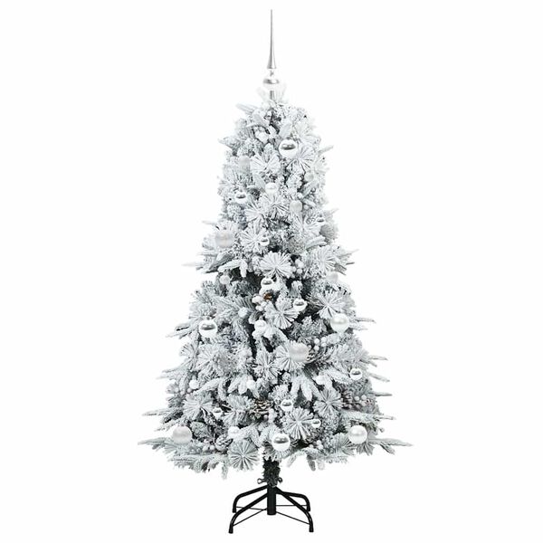 vidaXL Artificial Hinged Christmas Tree White 150 cm PE and PVC