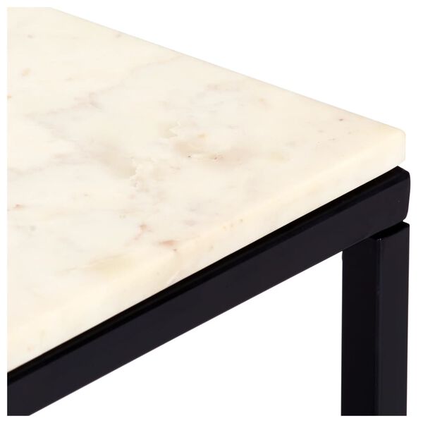 vidaXL Coffee Table White 60x60x35 cm Real Stone with Marble Texture