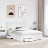 vidaXL Bed Frame with Headboard White 140 x 190 cm Engineered Wood