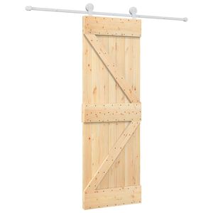 vidaXL Sliding Door Natural and White 70 x 210 cm Solid Pine Wood