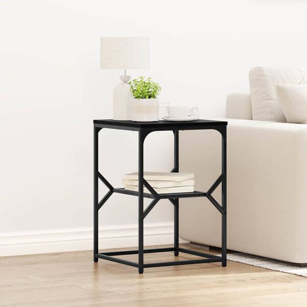 vidaXL Side Table Black Oak 41 x 40 x 60 cm Engineered Wood and Steel