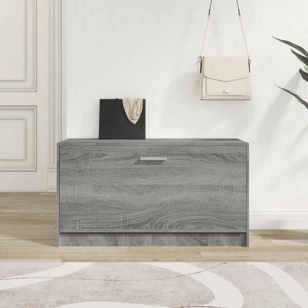 vidaXL Shoe Bench Grey Sonoma 80x24x45 cm Engineered Wood