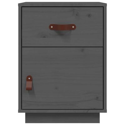vidaXL Bedside Cabinet Grey 40x34x55 cm Solid Wood Pine