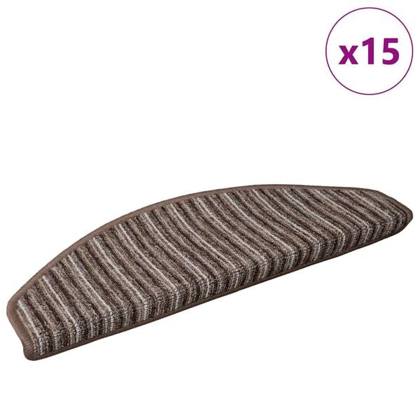 vidaXL Self-adhesive Stair Mats 15 pcs Brown 65 x 21 x 4 cm