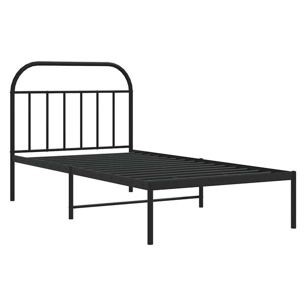 vidaXL Metal Bed Frame without Mattress with Headboard Black 100x190cm