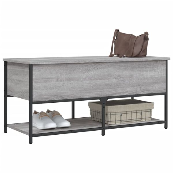 vidaXL Storage Bench Grey Sonoma 100x42.5x47 cm Engineered Wood