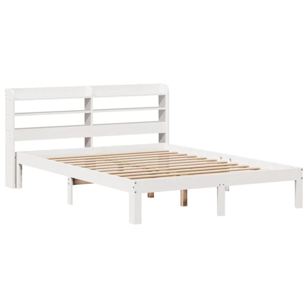 vidaXL Bed Frame with Headboard without Mattress White 135x190 cm Double