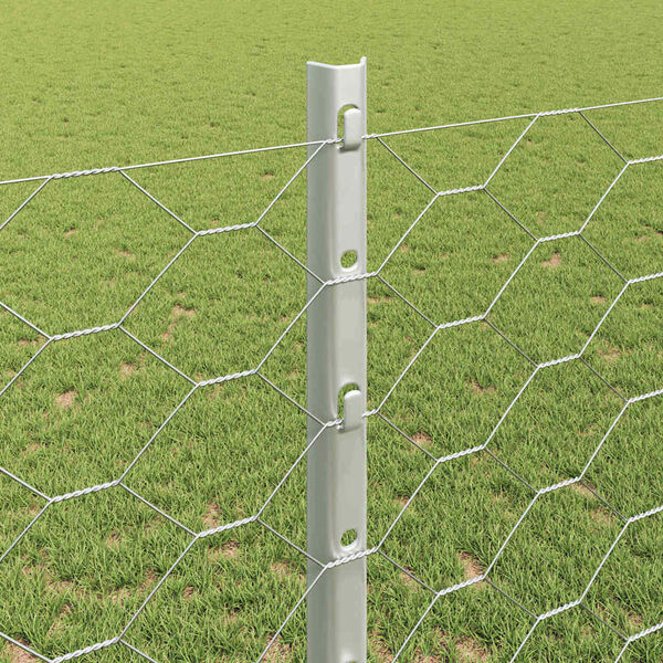 vidaXL Fence with Post Silver 1.4 x 100 m Steel
