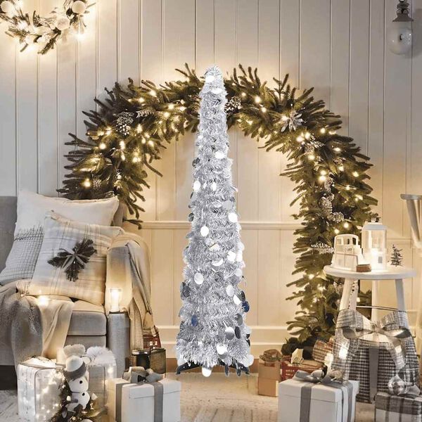vidaXL Pop-up Artificial Christmas Tree Silver 120 cm PET