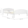 vidaXL Bed Frame without Mattress White Solid Pine Wood 160x200cm