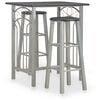 vidaXL 3 Piece Bar Set Wood and Steel Black