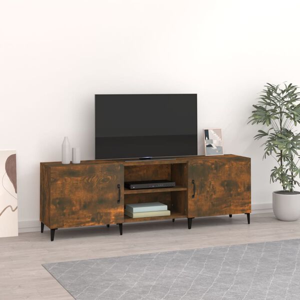 vidaXL TV Cabinet Smoked Oak 150x30x50 cm Engineered Wood