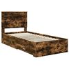 vidaXL Bed Frame with Headboard Smoked Oak 90 x 190 cm Engineered Wood