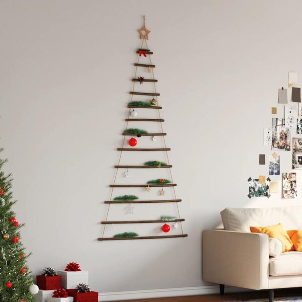vidaXL&nbsp;Hanging Christmas Tree with Top Star 86x180 cm Natural Branch