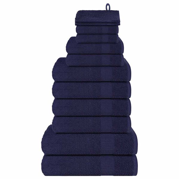vidaXL 12 Piece Towel Set "FROGN" Navy Blue 360 gsm