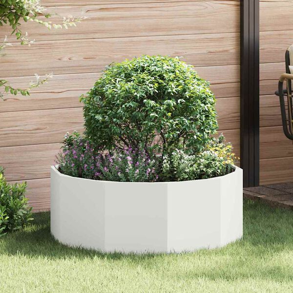 vidaXL Planter White 90 x 90 x 35 cm Steel