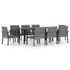 vidaXL 9 Piece Outdoor Dining Set Poly Rattan Grey