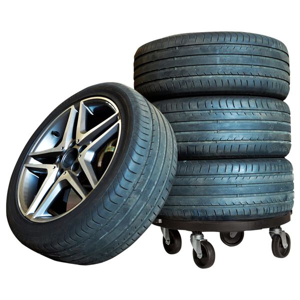 vidaXL Plant Trolleys with Wheels 3 pcs Diameter 40 cm Black 275 kg
