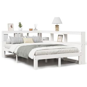 vidaXL Bookcase Bed without Mattress White 135x190 cm Double Solid Wood Pine