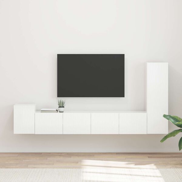 vidaXL TV Cabinet Set 3 pcs High Gloss White Engineered Wood