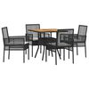 vidaXL Garden Dining Set 5 pcs Black Poly Rattan