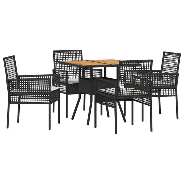 vidaXL Garden Dining Set 5 pcs Black Poly Rattan