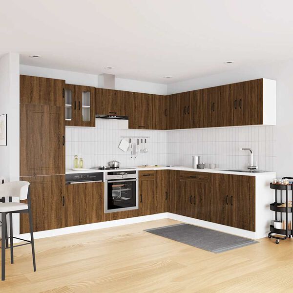 vidaXL 14 Piece Kitchen Cabinet Set Kalmar Brown Oak Engineered Wood